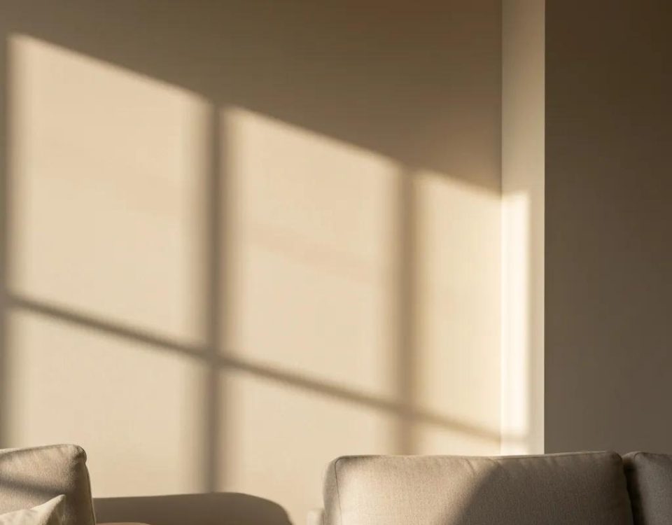 Sleek Sonos speakers artfully arranged in a modern Katy living room, creating an immersive audio atmosphere