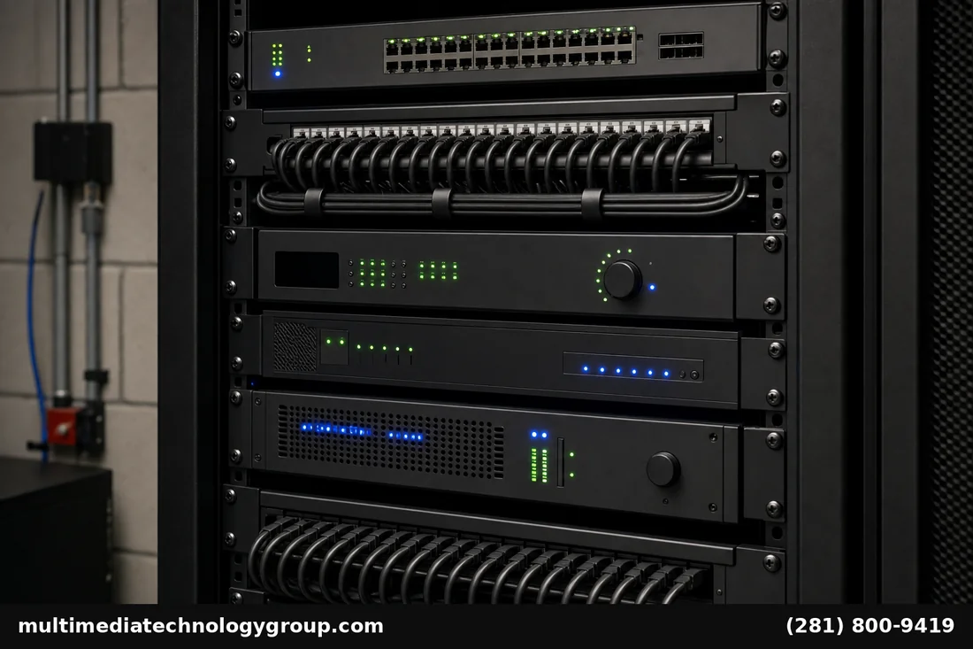 Commercial conference room AV rack Houston