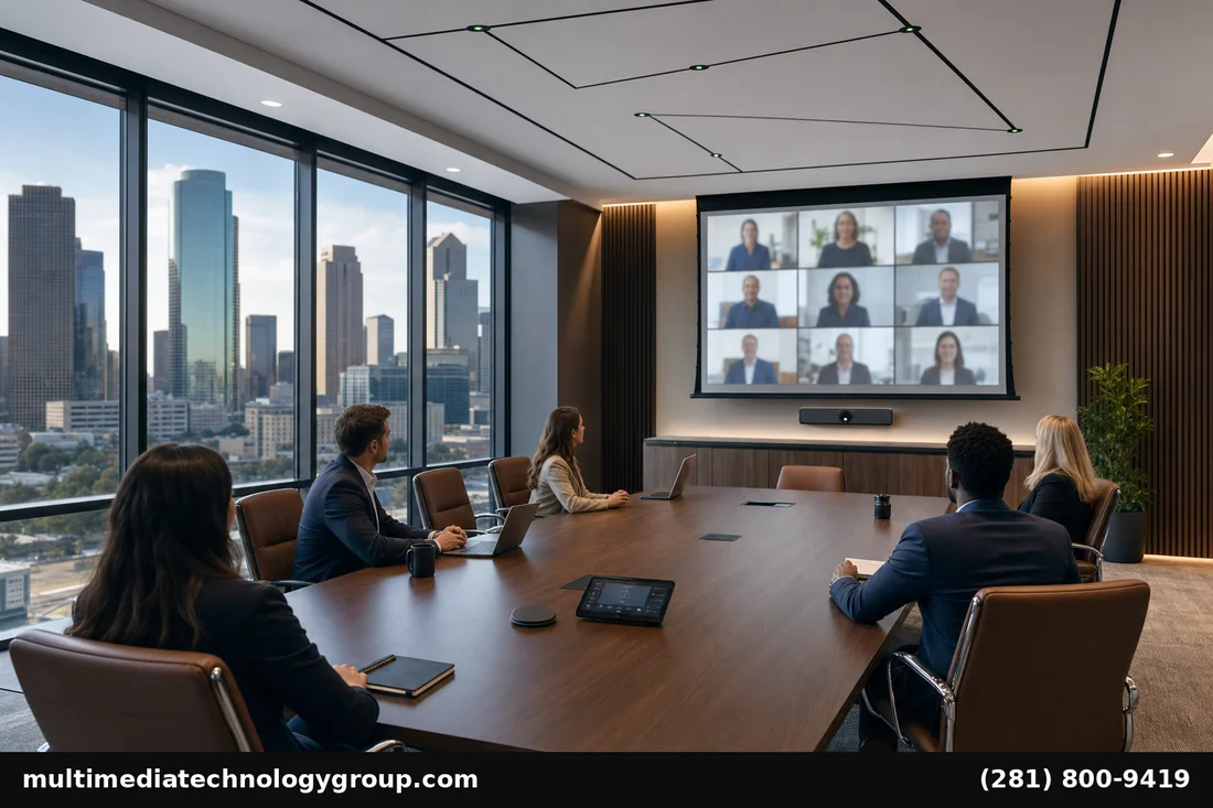 Houston boardroom video conferencing AV system