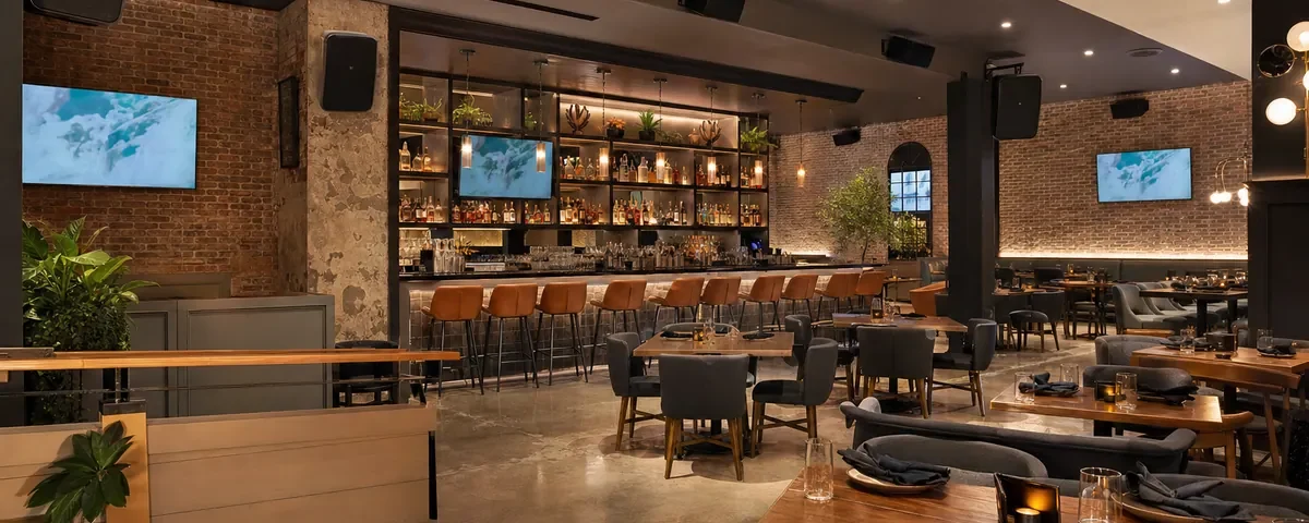 Restaurant AV systems Houston ceiling speakers