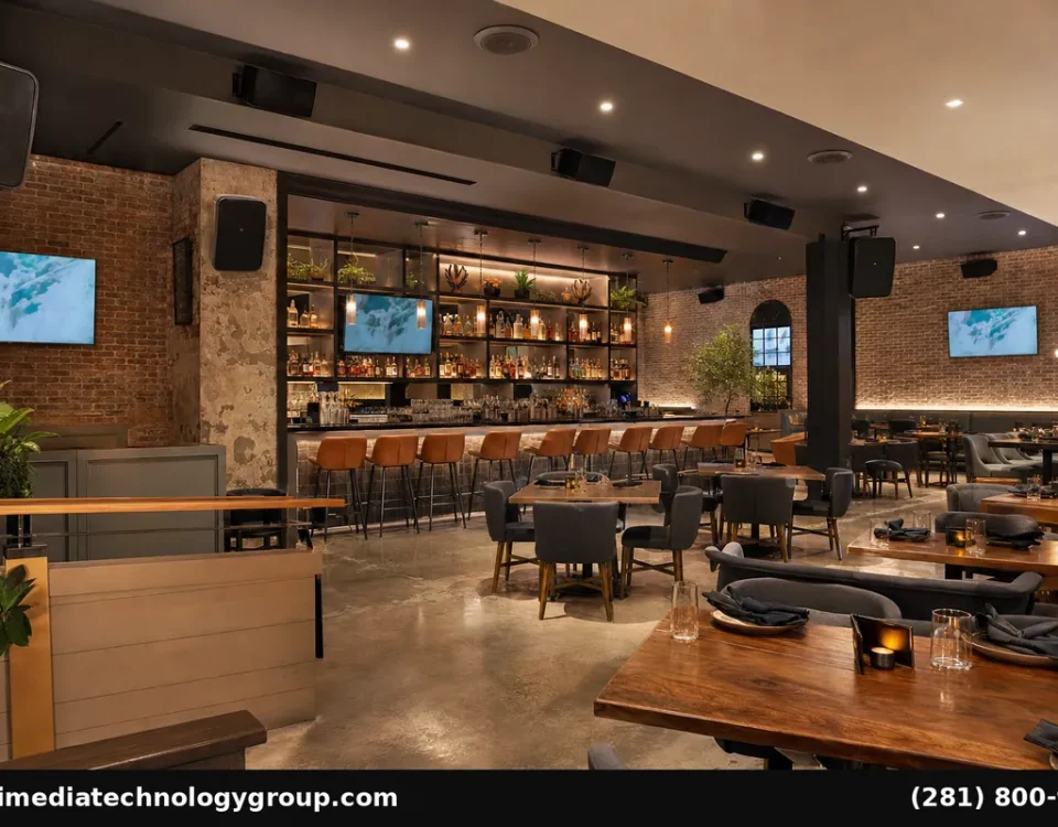 Restaurant AV systems Houston ceiling speakers